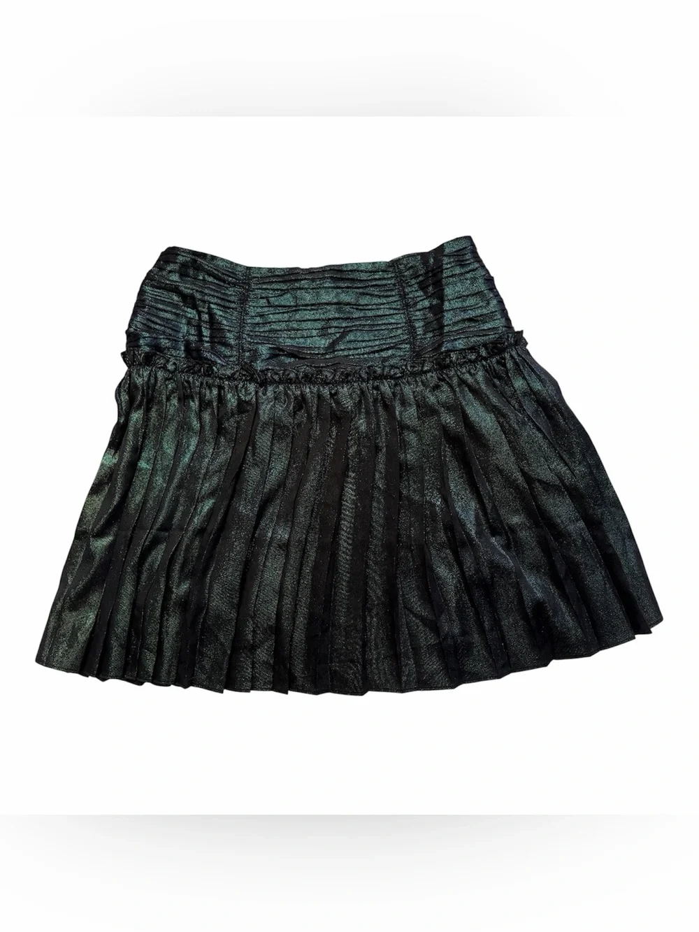 ANTHROPOLOGIE CURRENT AIR Women’s Black Opal Iridescent Pleated Skirt Size M